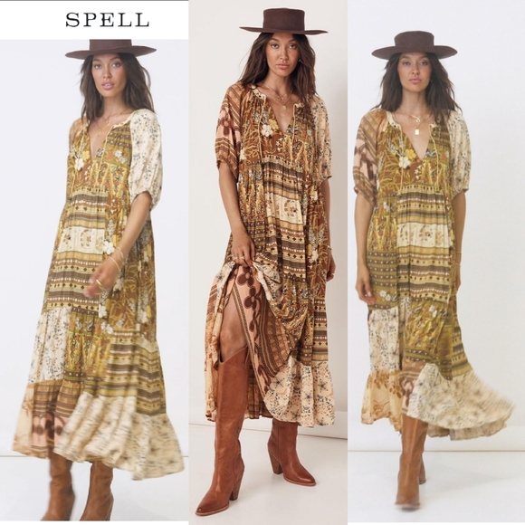 spell renew patchwork gown
